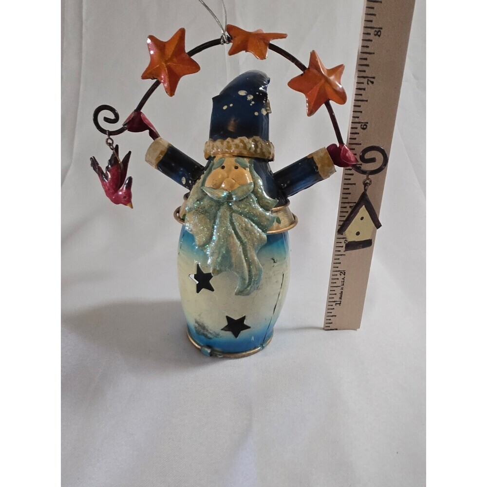 Metal Santa Stars Cardinal Christmas Tea light Decoration 9"